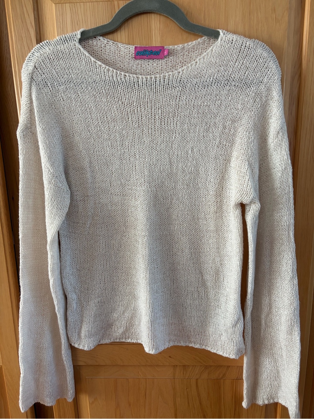 Edikted Cream Crew Neck Lightweight Knit Sweater